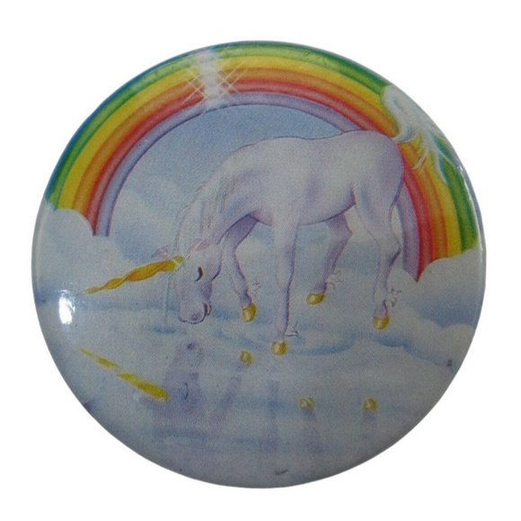 Unicorn Reflection Rainbow Round Pin Lisa Frank Vintage 1980s GUC - Picture 1 of 9